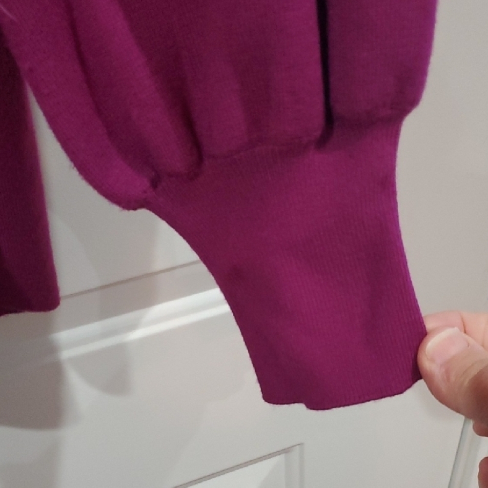 Chico's Magenta Sequin Floral Rayon Blend Blouse - Picture 6 of 8